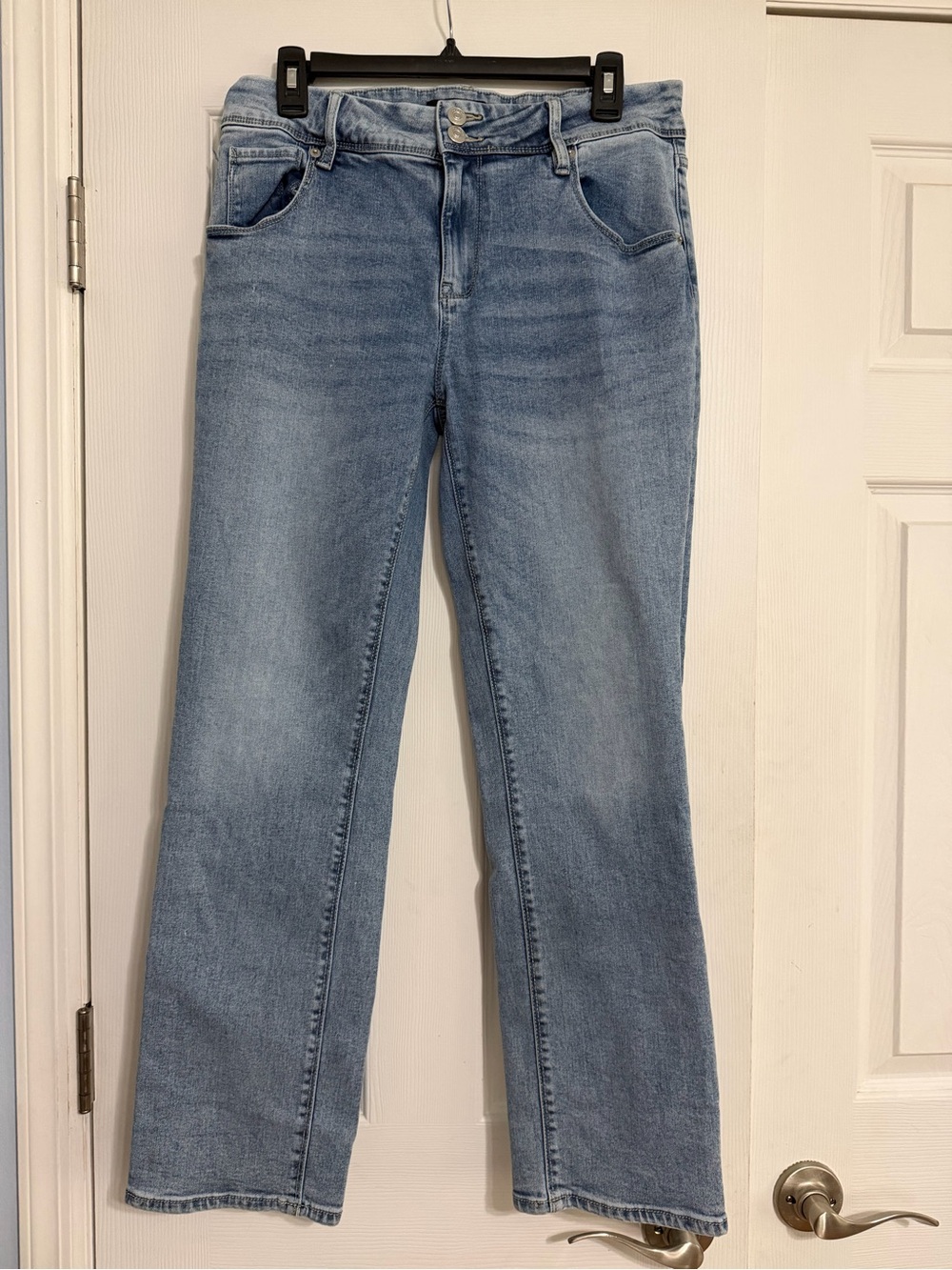 Hudson double button Light Blue Womens Straight-Leg Jeans size 10 detail pockets